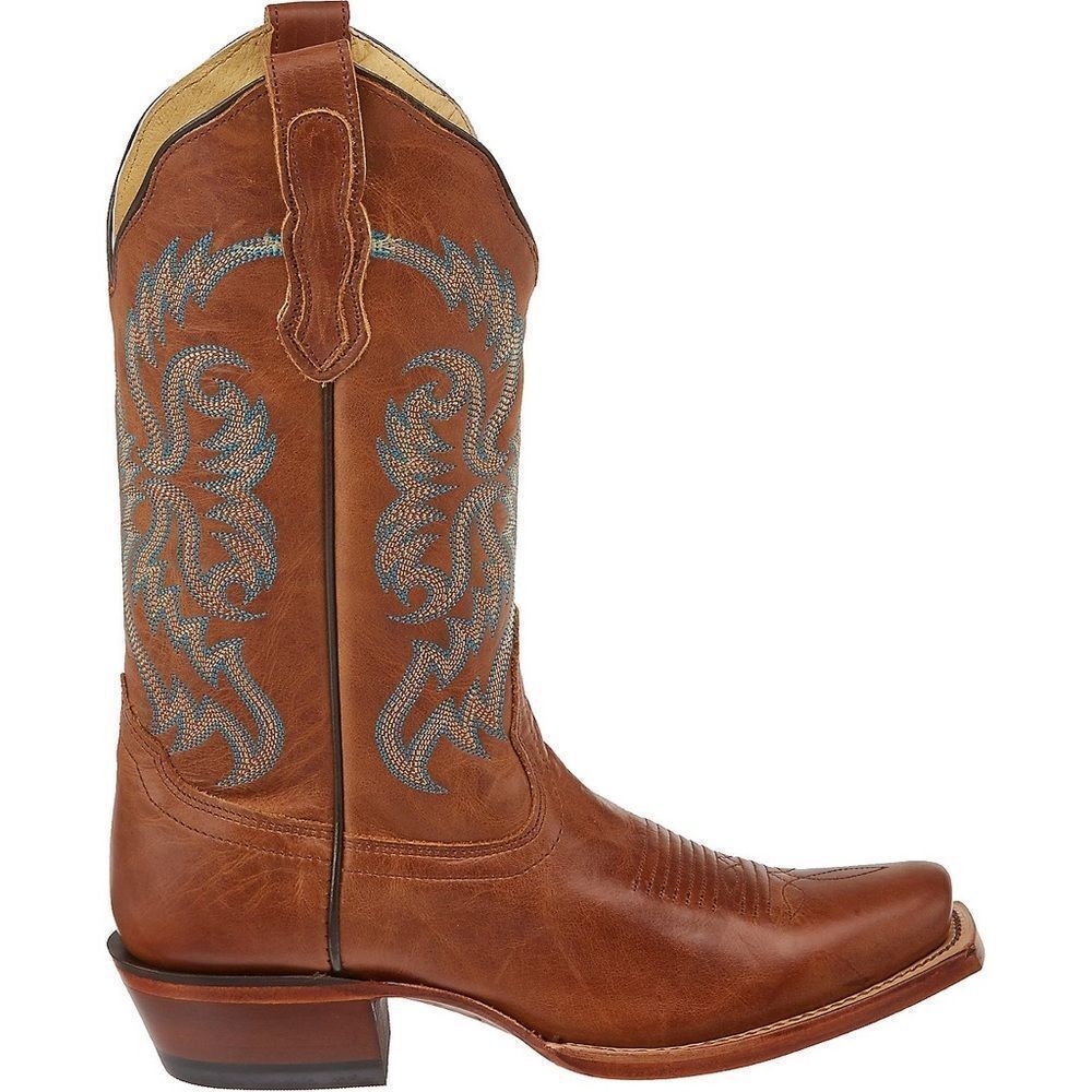 🩷 Nocona Brown and Blue Heeled Boots with Western Stitching style 5009 size 12b